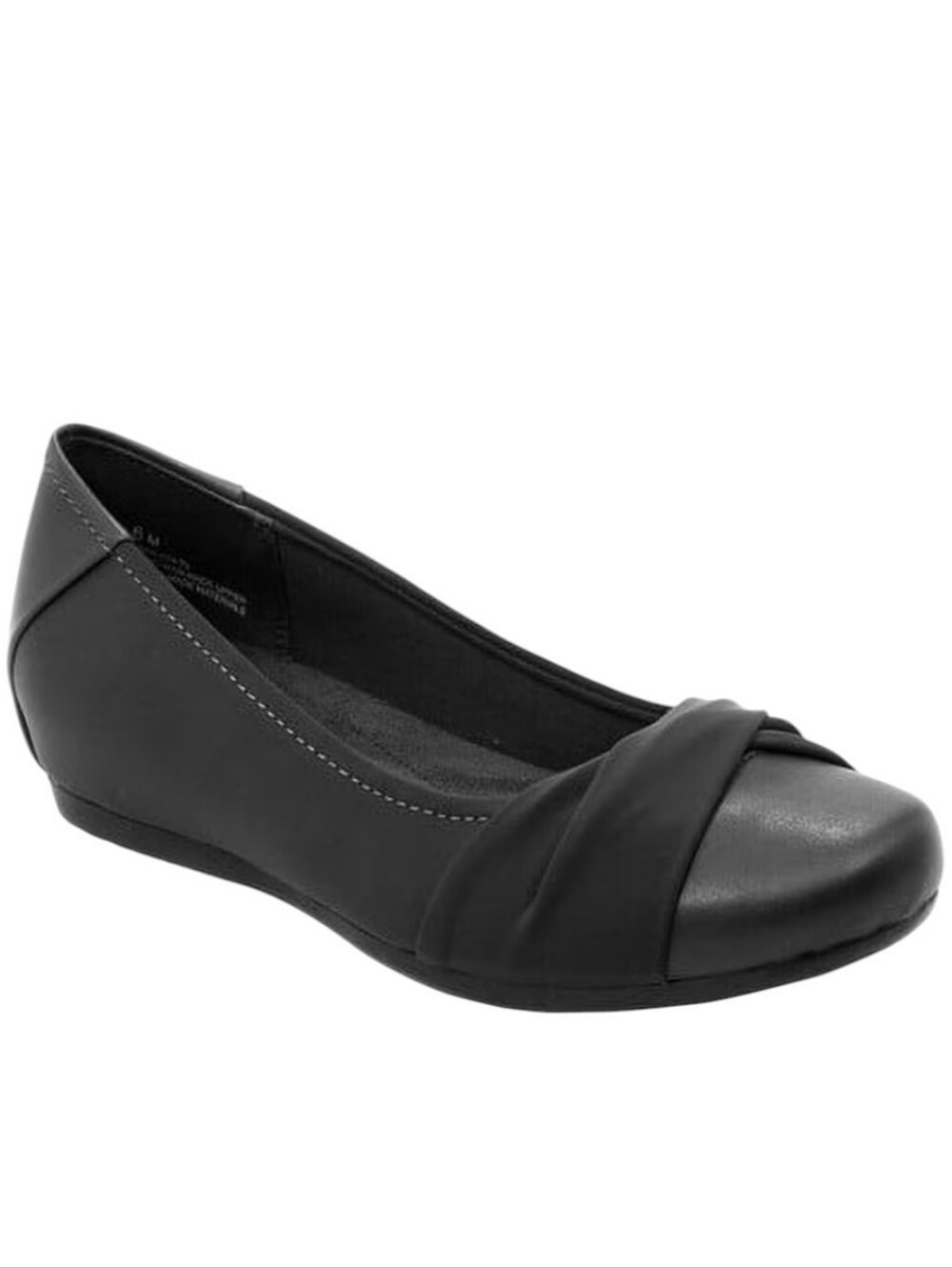 Baretraps Mitsy Black Comfort Ballet Flats Hidden Wedge Crossover Detail 7.5